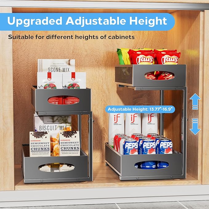 Kitstorack 2 Pack Under Sink Organizer+ 1Pack Under Sink Organizer