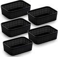 BINO | Woven Plastic Basket | XS (Black), 5-Pack | THE JUTE COLLECTION | Home Organization, Space - Saving Storage, Stylish D
