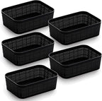 BINO | Woven Plastic Basket | XS (Black), 5-Pack | THE JUTE COLLECTION | Home Organization, Space - Saving Storage, Stylish D