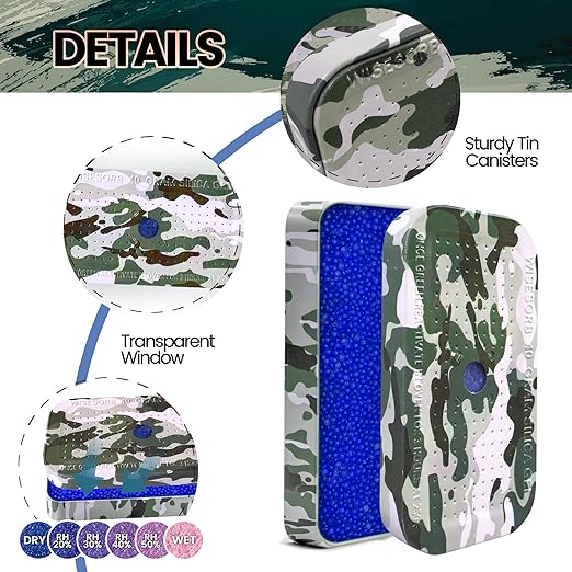 20Pcs 40g Rechargeable Gun Safe Dehumidifier, Blue to Pink Color Indicating Silica Gel Desiccant Canister - Camouflage,