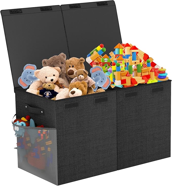 Large Toy Box Chest, Collapsible Sturdy Toy Storage Organizer Boxes Bins Baskets Dinosaur Kids Toy Chest Bin with Lids for Bo