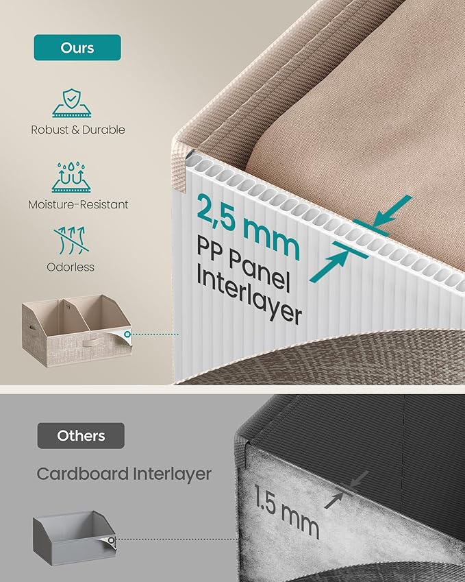 SONGMICS Set of 6 Storage Baskets, Foldable Storage Bins, Fabric Boxes, 15.7 x 11.8 x 7.9 Inches, Closet Storage Organizers, 