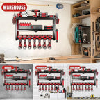Power Tool Organizer Wall Mount, 150Lbs 3 Layer Metal Tool Storage Rack with 7 Cordless Drill Holder Heavy Duty, Battery Dril