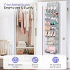 MISSLO Clear Over the Door Shoe Organizer Large Deep Pockets Hanging Shoe Rack for Closet Fit 20 Pairs Shoe Holder for Sneake