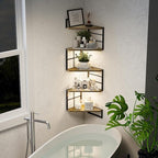 Corner Floating Shelves with Lights - 5 Tiers Corner Shelf Wall Mounted, Bookshelf with LED Light, Floating Shelves for Wall,