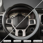 West Llama Customized Auto Car Steering Wheel Cover for Dodge RAM 1500 2500 3500, 15.5-16 inch(Black+Gray Line-Large Size)