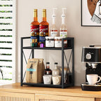 Giikin Kitchen Countertop Organizer, 2 Tier Coffee Bar Organizer, Black Spice Rack for Counter, Kitchen Counter Shelves, Part