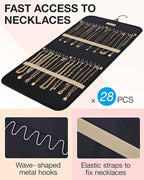 BAGSMART Hanging Jewelry Organizer Storage Roll with Hanger Metal Hooks Double-Sided Jewelry Holder for Earrings, Necklaces, 