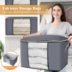 Fab totes 24 Gallons Clothes Storage, Foldable Thick Fabric Blanket Storage Bags, Containers for Organizing Bedroom, Closet, 