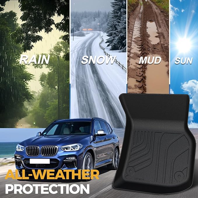 Floor Mats for BMW X3 G01 2018-2024, All Weather Floor Mats Trunk Cargo Liner with Backrest Protectors Accessories, Full Coverage Set (Not fit X3 30e)