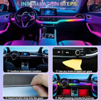 Interior Car LED Strip Lights, RGB 10 in 1 Dynamic Dreamcolor Chasing Acrylic LED Lights for Car, USB Powered Ambient Lighting Kits with Wireless APP, Sound Active Function Car Neon Lights (10 in 1)