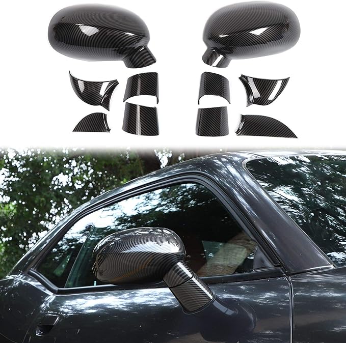 Voodonala for Challenger ABS Carbon Fiber Rearview Mirror Cover Side Mirror Trim Shell Cover Decoration Trim for 2009-2026+Dodge Challenger Exterior Accessories,10pcs