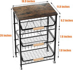 NiuYichee 4-Layer Fruit Basket Kitchen Food Organizer and Rack, Stackable Storage Cart with Desktop, Pull-Out Hollow Metal Ba
