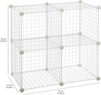 Amazon Basics 4 Cube Wire Grid Storage Organizer, Closet Organizer and Shelves, Stackable, Space-Saving, Easy to Assemble, 14