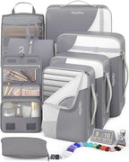 8 Set Packing Cubes for Travel, Gifts for Women Mom,Anti-Tearing Suitcase Organizer for Luggage with Shoe & Hanging Toiletry 