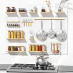 Peg Board, 6PCS Metal Pegboard, Heavy Duty pegboard Wall Organizer with Frame. White pegboard for Walls, Garage, Workbench, C