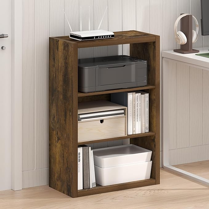 Furinno Viola Book Shelf, 3-Tier Bookshelf, Extra Thick Frame Bookcase with Open Shelf, Open Back Design, 11.3" x 23.2" x 35.