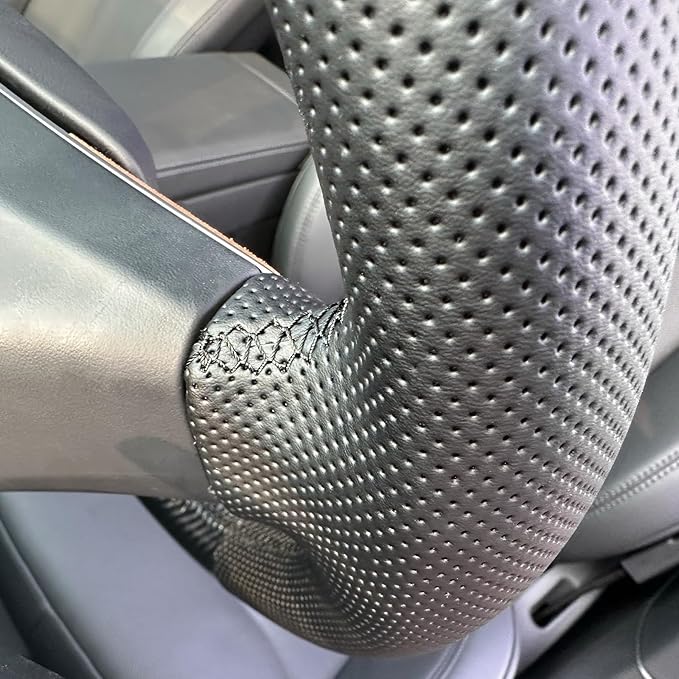 MEWANT DIY Stitching Steering Wheel Cover Wrap for Tesla Model 3 Highland 2023-2025/Model Y 2025 Highland for Tesla Model 3/Model Y Accessories(3D Style)