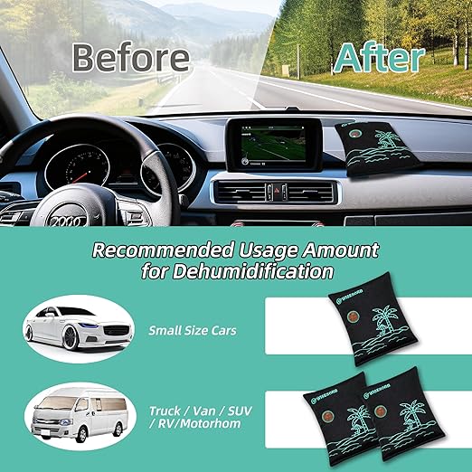 500g x 2pcs Rechargeable Desiccant Packs, Reusable Car Dehumidifier, Microwave Reactivated Silica Gel Packets Moisture