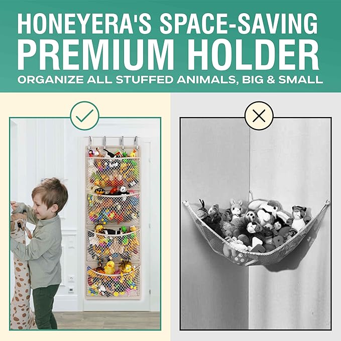 Honeyera The Original Storage for Stuffed Animals, Over Door Organizer for Stuffies, Baby Accessories, Toy Plush, Breathable 