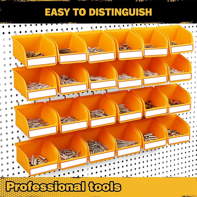 ELEAD Pegboard Bins Organizer Set 24-Pack - Durable Storage Tray for Screws, Nuts, Bolts, Hardware, Crafts, Accessories | Fit