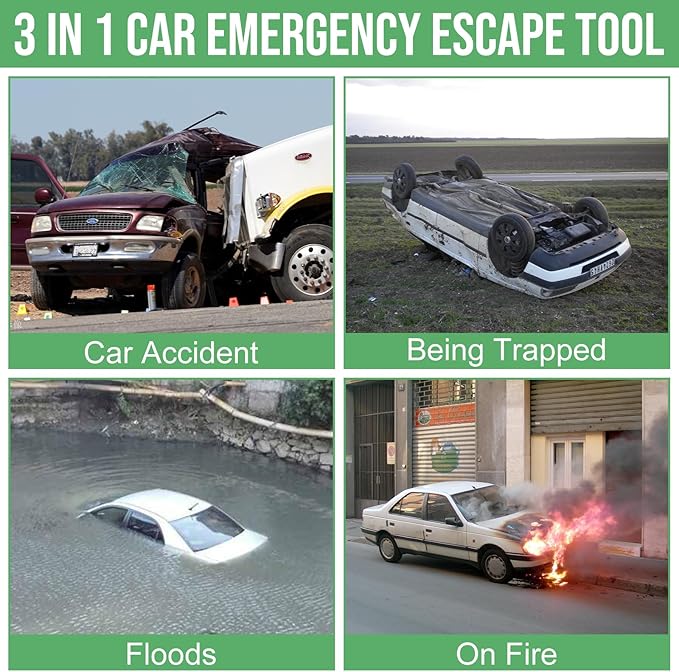 16 Pcs Car Window Breaker Seatbelt Cutter- 3 in 1 Glass Breaker Portable Emergency Escape Tools to All Car Applicable Accesso