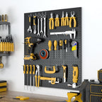 Spampur Peg Board, 6 Pack Metal Pegboard Panels Black Pegboards Wall Organizer with 50 Hooks, Heavy Duty Peg Board for Walls 