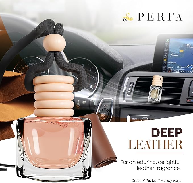 Deep Leather Car Air Freshener for Men | Pack of 2 Long Lasting Automotive Air Freshener | Odor Eliminator Car Perfume with E