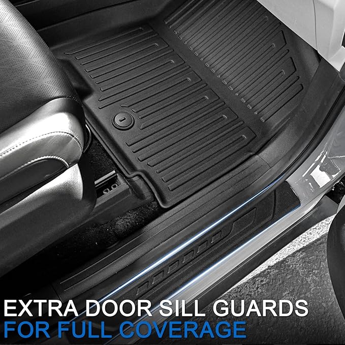 Floor Mats Set for 2022-2025 2026 Kia Carnival 8 Seats(Gas Only), All Weather TPE Backrest Mat Trunk Lower Well Mat Cargo Liner Door Sill Guards Accessories (Full Mats Set for Full Coverage)