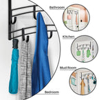 LYNK Professional® Home™ Over Door Hooks Rack - 9 Hook Over Door Hanger - Over Door Towel Rack - Hanging Towels or Clothes - 
