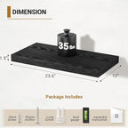 Vivelove Black Floating Shelves 24 Inches Wide, 12" Deep Wall Shelves for Bedroom, Bathroom, Living Room, Kitchen, Office, Ru