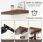 Floating Shelves for Wall, 30" W x 12" D x 2" H, 2 Pack of Long Wall Mounted Engineered Wood Shelves with Invisible Brackets 