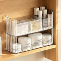 PAVSTINE 2-Tier Stackable Medicine Cabinet Organizer, Narrow Bathroom Makeup Organizer with Lipstick Holders & Cotton Swab Ca