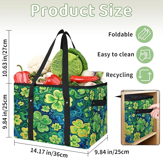 Reusable Grocery Bag, Foldable Large Shopping Tote Bag for Groceries Kitchen Picnic Car Trunk