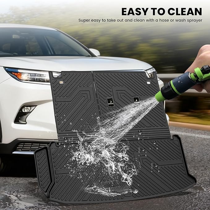 LASFIT Cargo Mat for Toyota Grand Highlander 2026 2025 2024 (Include Hybrid), All Weather TPE Custom Fit Rear Trunk Mat For Grand Highlander Accessories, 2026-2024 Grand Highlander Cargo&Backrest Mats
