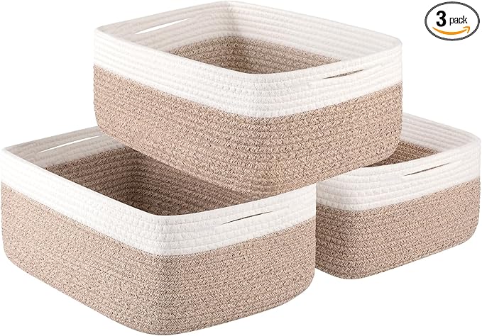 OIASKET Storage Baskets for Organizing 3 Pack, Woven Baskets for Shelves, Closet Organizer Bins Empty Gift Basket Toy Storage