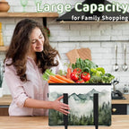 Reusable Grocery Bags Heavy Duty Shopping Bags Foldable Large Tote Bags with Long Handles & Hard Bottom