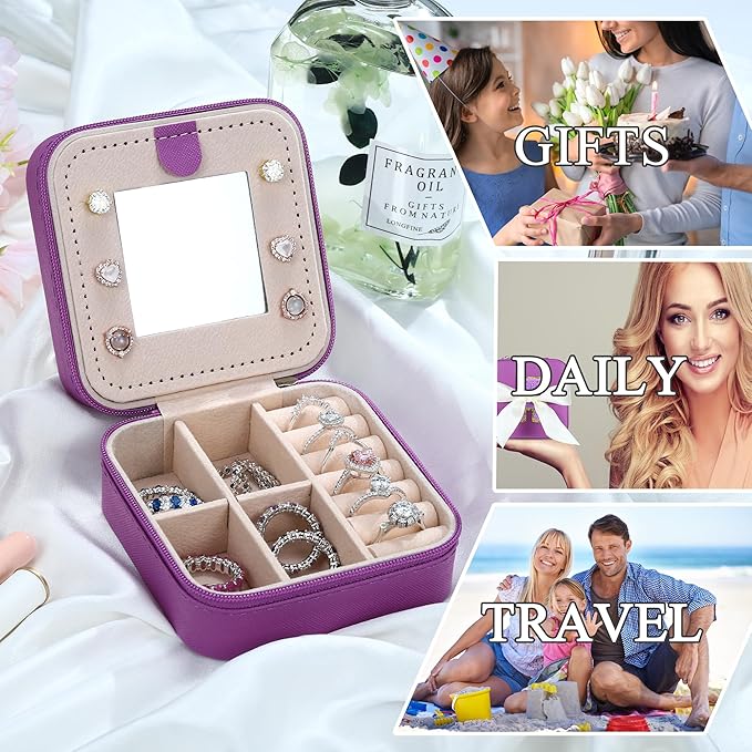 Parima Travel Jewelry Case - Small Purple Jewelry Organizer Box for Women