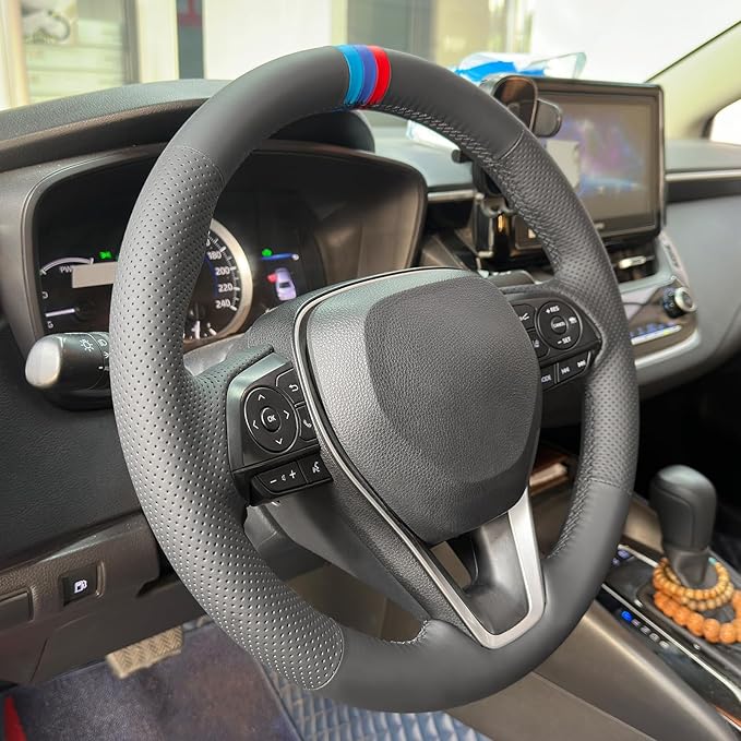 MEWANT Hand Sewn Steering Wheel Cover for Toyota Camry 2018-2019/Toyota Avalon 2019/Toyota Corolla 2019-2020/Toyota RAV4 2019 Steering Wheel Accessories