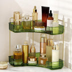 Corner Bathroom Counter Organizer Bathroom Countertop Shelf Makeup Organizer for Vanity Perfume Tray for Corner Storage (2 Ti