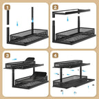 2-Pack 21.3 IN Depth Under Sink Organizer With Next-Gen Ball-Bearing Slides,Sophisticated Mesh 2-Tier Pull Out Shelf for Kitc