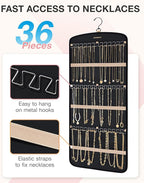 BAGSMART Hanging Jewelry Organizer, Necklace Holder Anti-tangle Earrings Rings Hanger with 20 Jewelry Bags Travel Storage Rol