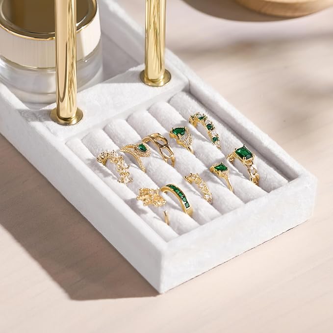 bussdis 2 Tier Bracelet Holder Display - Detachable T Bar White Velvet Bracelet Holder, Jewelry Holder Organizer for Bracelet