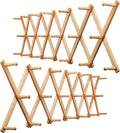 WEBI Accordion Wall Hanger,Wooden Expandable Coat Rack,Accordion Hat Rack for Wall for Hats,Caps,20 Peg Hooks,Natural,2 Packs
