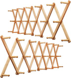 WEBI Accordion Wall Hanger,Wooden Expandable Coat Rack,Accordion Hat Rack for Wall for Hats,Caps,20 Peg Hooks,Natural,2 Packs