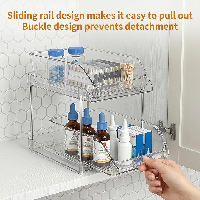 3-Tier Vitamin Storage Organizer, Organizer for Vitamin Bottles And Medicine Bottle, Vitamin Bottle Organizer for Countertop,