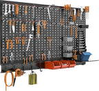 TORACK Metal Pegboard Wall Organizer System for Garage, 109PCS Kit with Pegboard Bins, Hooks, Peg Locks, Black Steel