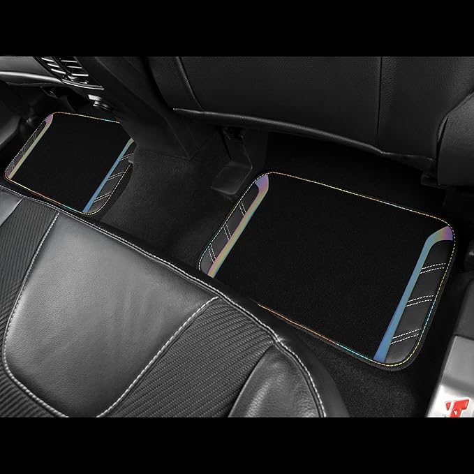 CAR PASS Leather Steering Wheel Cover and Waterproof Car Floor Mats,Microfiber Universal Car Combo Fit for 95% Sedan,SUV,Cars