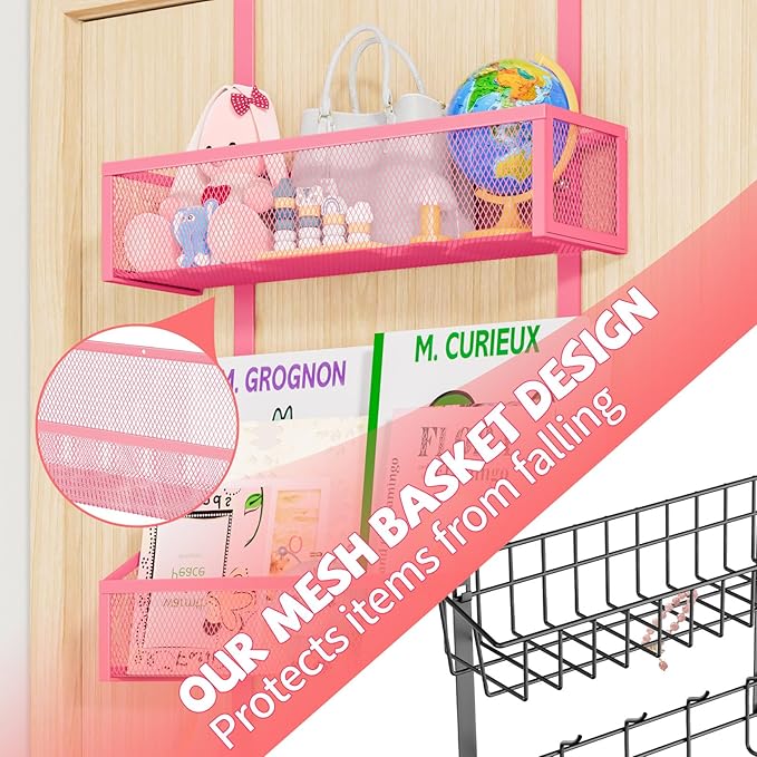 Kaiferty Over The Door Hooks Organizer, Coat Rack Over The Door Storage Hanger Towel Rack, Back of Door Storage Organizer for