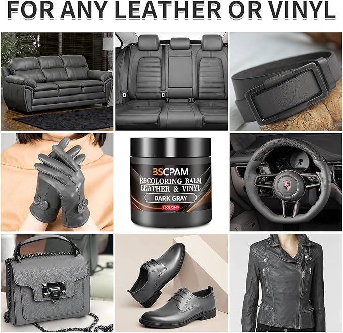 Dark Gray Leather Recoloring Balm with 100ml Mink Oil,Leather Couch Scratch Remover,Leather Repair kit for Vinyl Furniture an